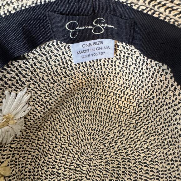Jessica Simpson Straw Bucket Hat Cottage Core Floral Prairie Boho Garden Party - Picture 3 of 11